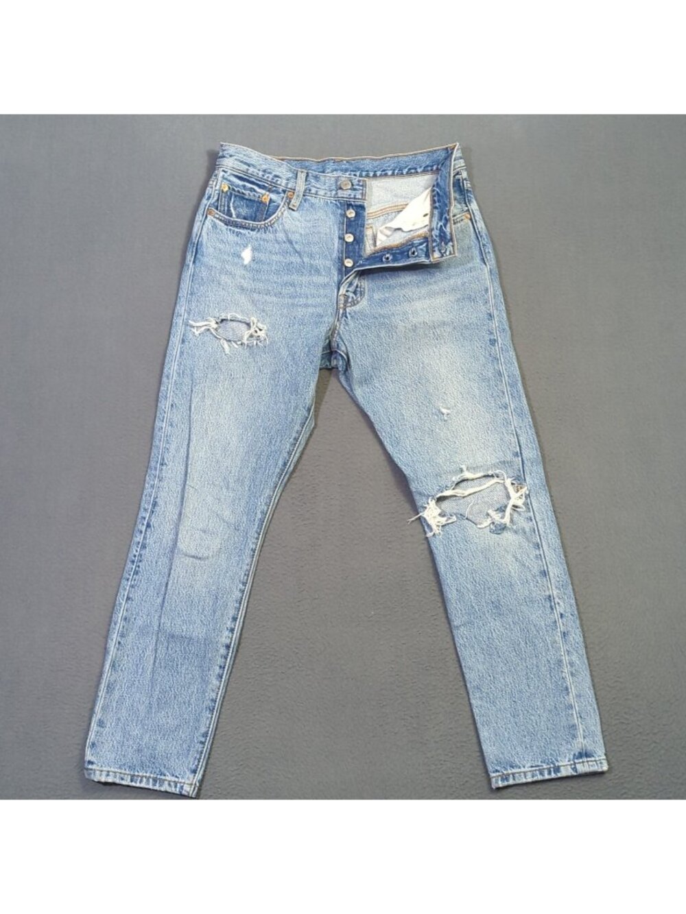 Levi's Jeans Women's 29x28 Fits 30x27 Blue 501 S Button Fly Skinny Distressed